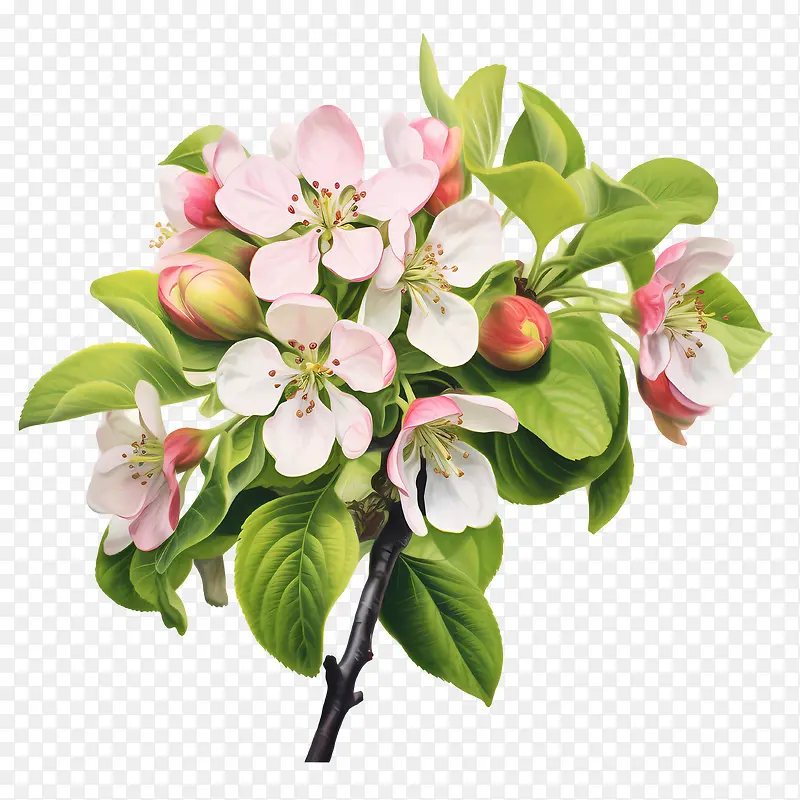苹果花-苹果花春天开花苹果花树枝花