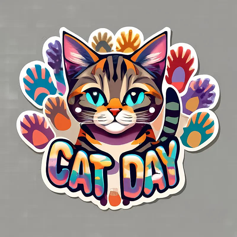 全球猫日-全球猫日猫日贴纸可爱的猫咪动物