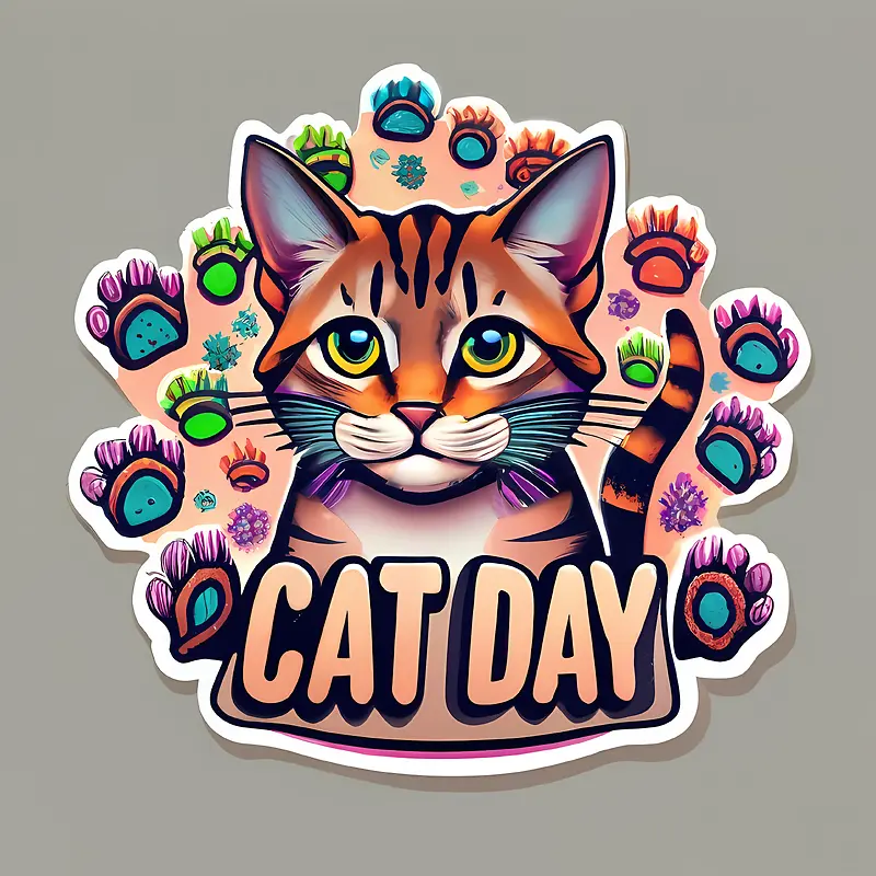 全球猫日-全球猫日猫日贴纸动物