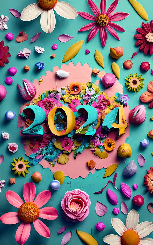 2024你好-2024你好快乐多彩花卉异想天开