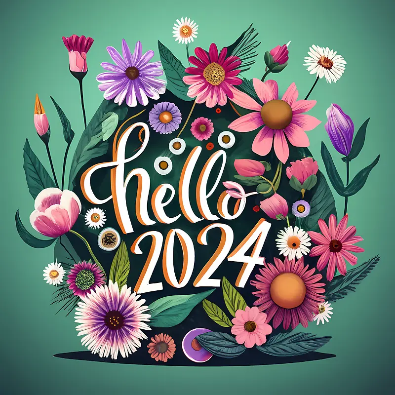 2024年新年快乐-花环