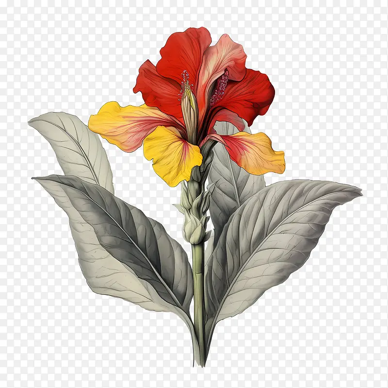 美人蕉-美人蕉红黄色花瓣