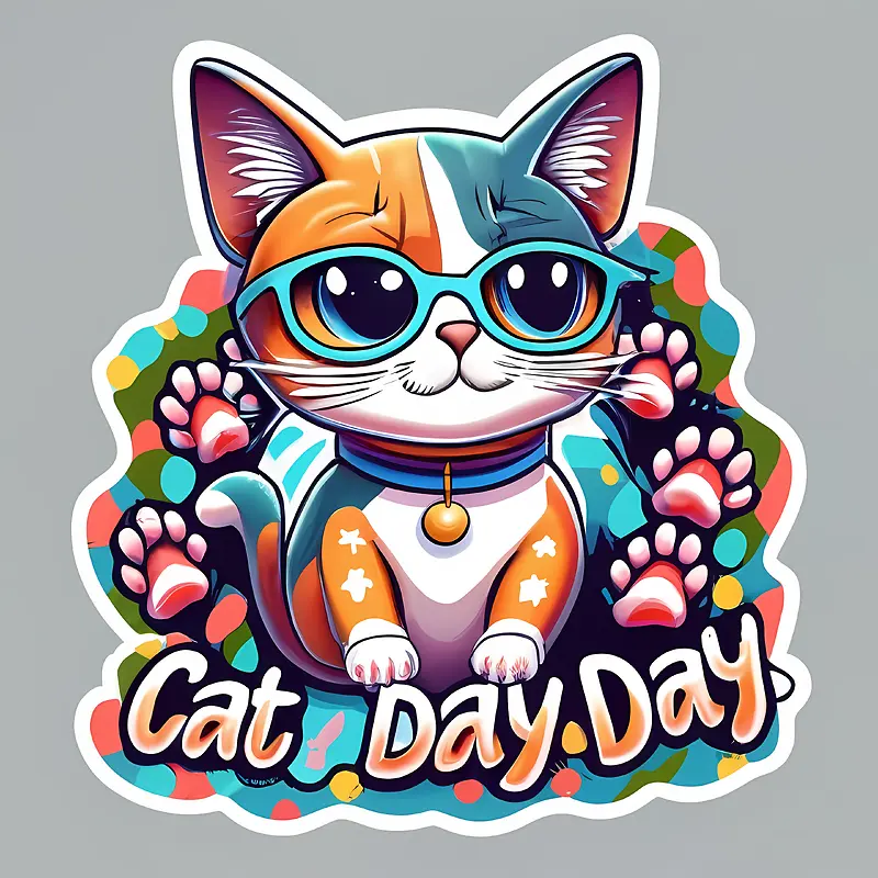 全球猫日-全球猫日猫猫日猫贴纸猫设计