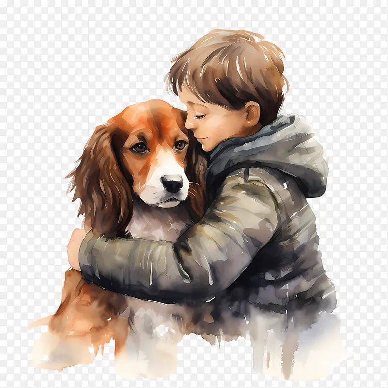 拥抱你的猎犬日-拥抱你的猎犬日狗男孩拥抱水彩