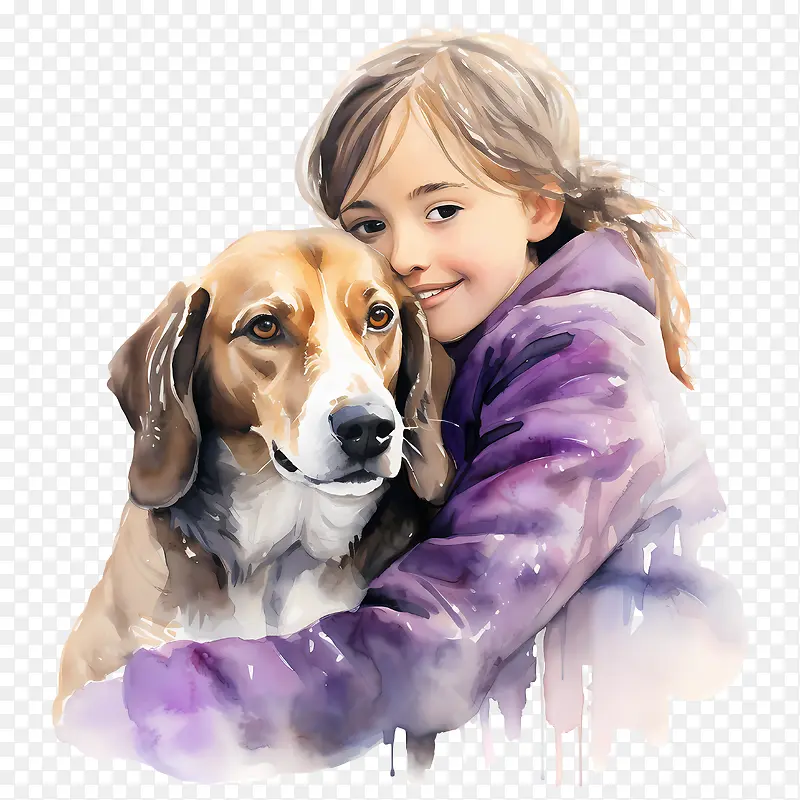 拥抱你的猎犬日-拥抱你的猎犬日女孩水彩狗拥抱