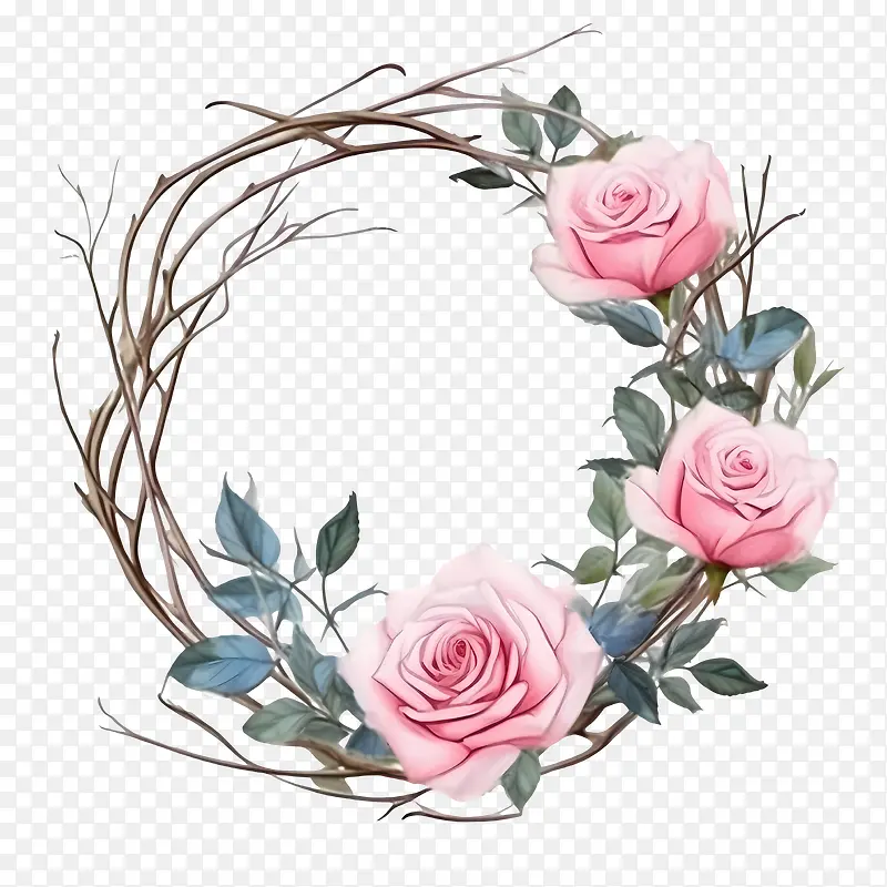 玫瑰花环-粉红玫瑰