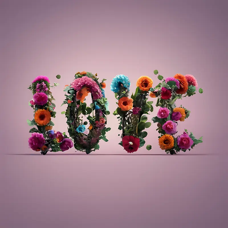 爱-爱爱​​花卉刻字排列