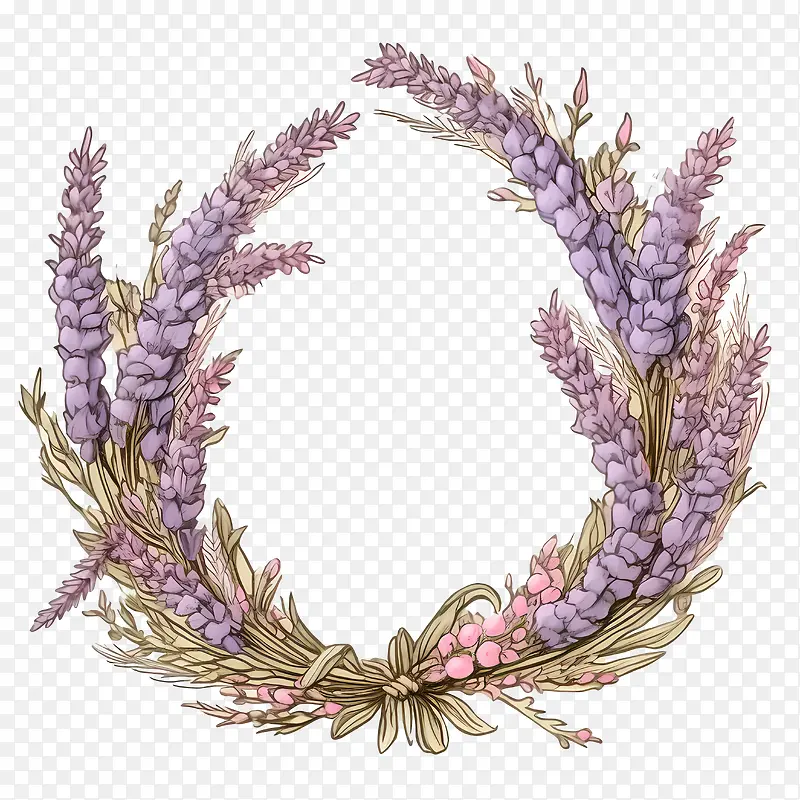 薰衣草花环-手绘