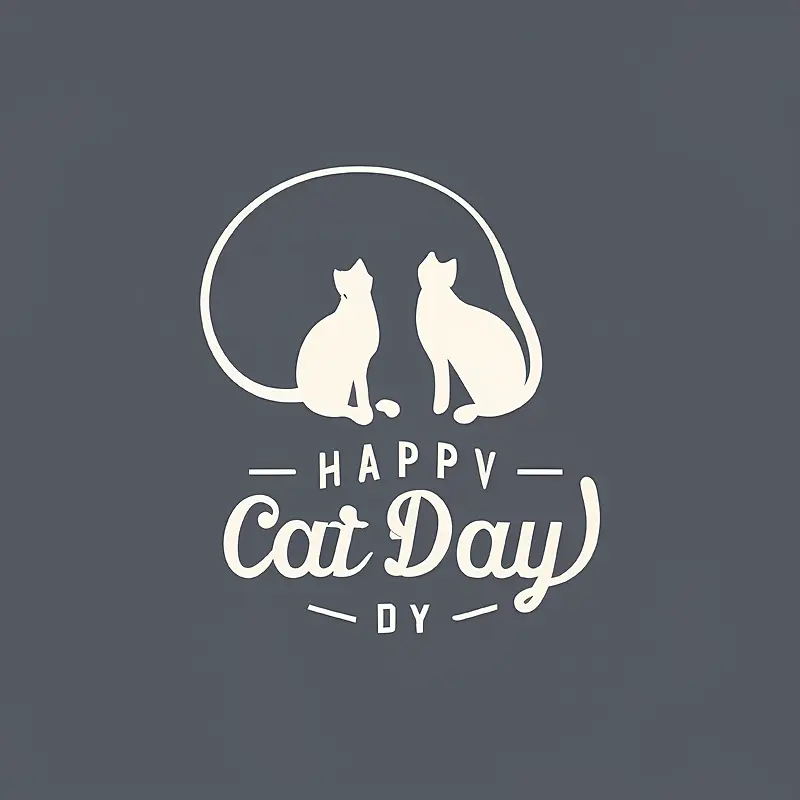 全球猫日-全球猫日猫快乐猫日标志设计白猫