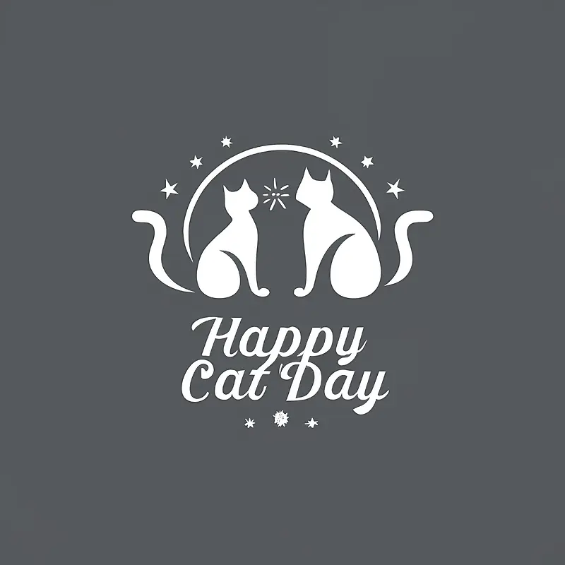 全球猫日-全球猫日快乐猫日猫白猫标志