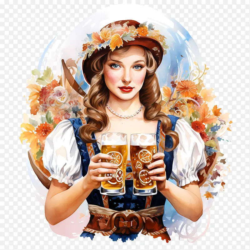 慕尼黑啤酒节-慕尼黑啤酒节德国女孩啤酒慕尼黑啤酒节啤酒杯