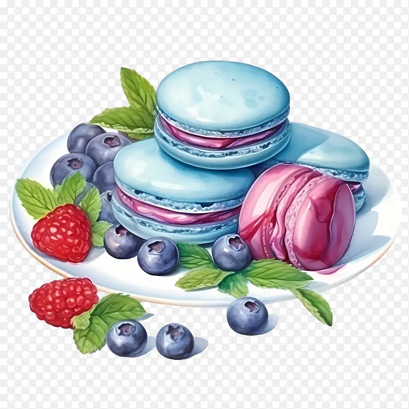 马卡龙日-马卡龙日柠檬浆果糕点蓝莓