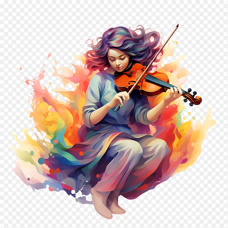 小提琴日-小提琴日女人小提琴音乐绘画