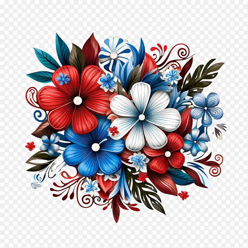哥斯达黎加独立日-哥斯达黎加独立日红白蓝花