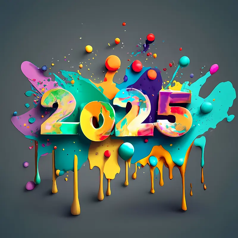 2025年新年快乐-2025年新年快乐2025年艺术字多彩泼漆