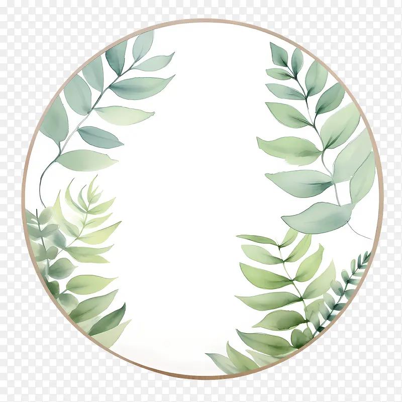 桉树花圈-桉树花圈水彩叶子绿化植物