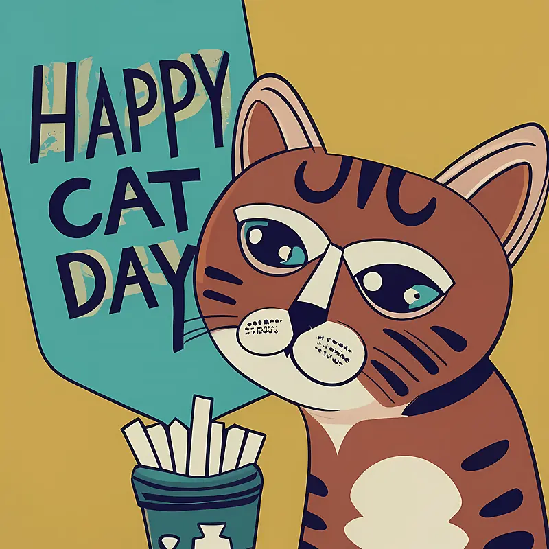 全球猫日-可爱的猫画