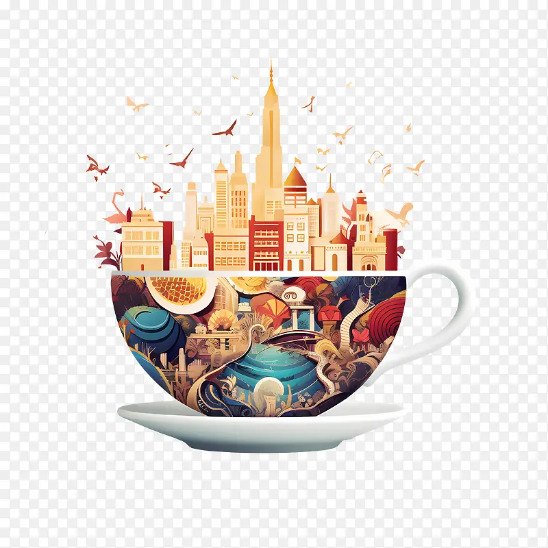 国际茶日-国际茶日天际线城市景观建筑