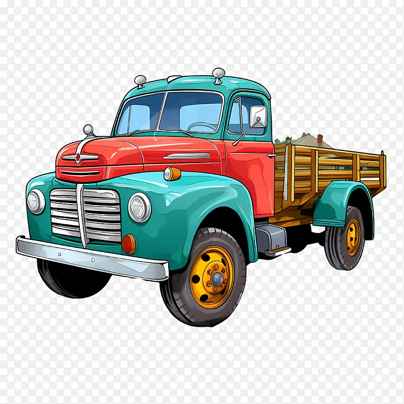 老式卡车-老式卡车卡车红色绿色蓝色
