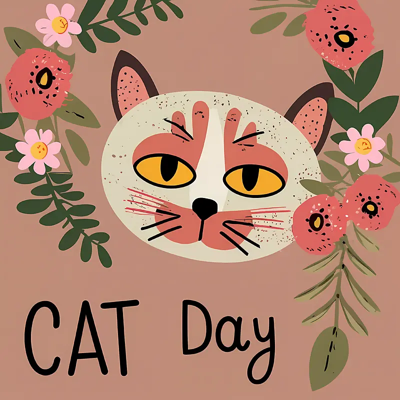 全球猫日-全球猫日猫日花花环