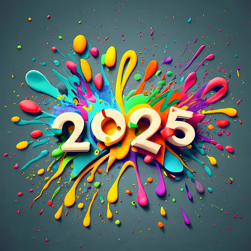 2025年新年快乐-2025年新年快乐2025年艺术字年多彩飞溅