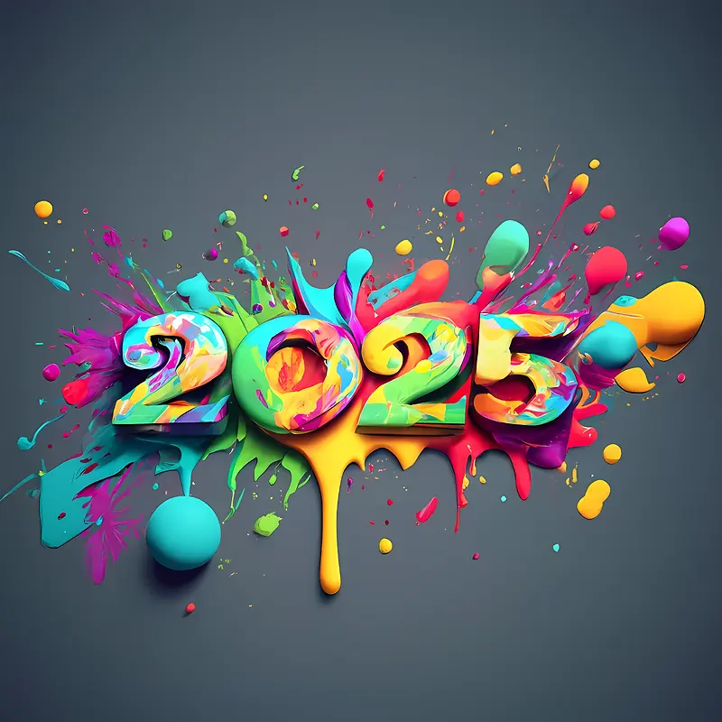 2025年新年快乐-2025年新年快乐2025艺术字又脏又臭的多彩纹理
