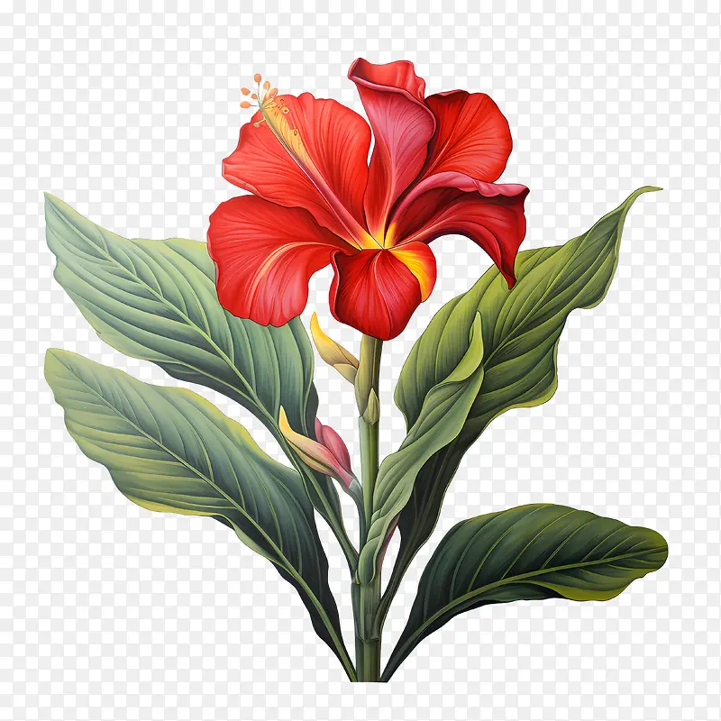 美人蕉-美人蕉花红木槿植物