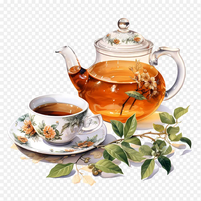 国际茶日-国际茶日茶茶壶茶杯叶子