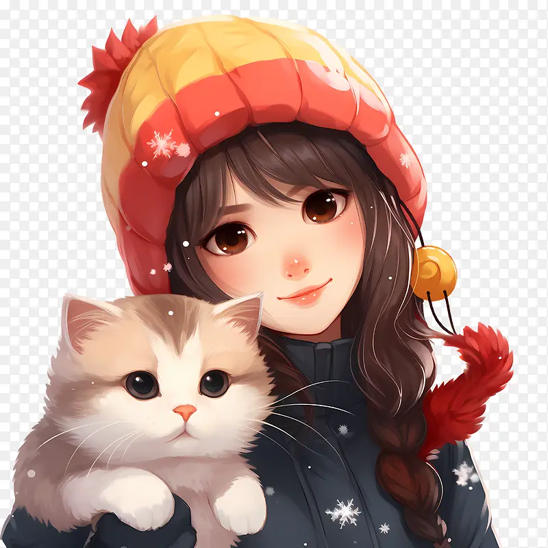 卡通女孩-卡通女孩女人小猫冬季服装宠物