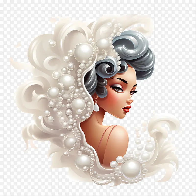 佩戴你的珍珠日-佩戴你的珍珠日女孩美丽泡泡头发