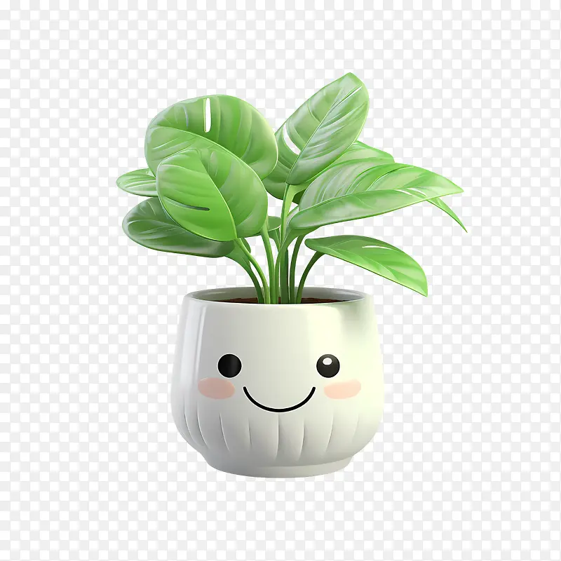 室内植物欣赏日-室内植物欣赏日植物笑脸白盆黑色背景