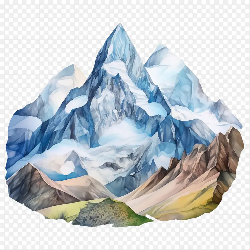 山地森林-山地森林山地地形白雪皑皑的山峰崎岖的地形冰川山谷