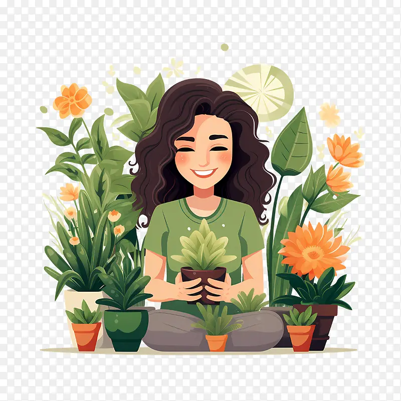 室内植物欣赏日-室内植物欣赏日花园植物女人绿色