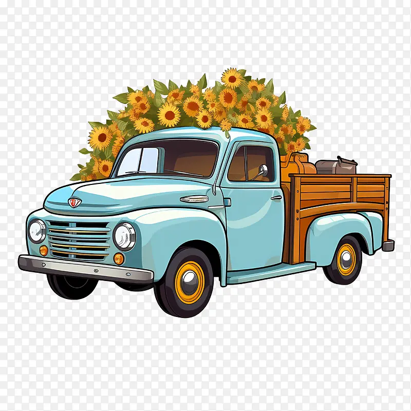 老式卡车-老式卡车汽车卡车农业向日葵