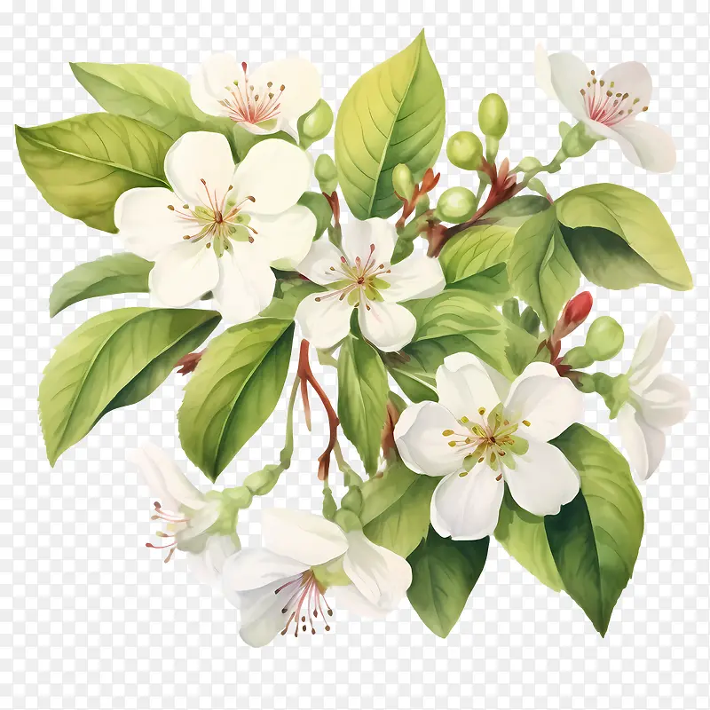 苹果花-苹果花开花树枝花瓣