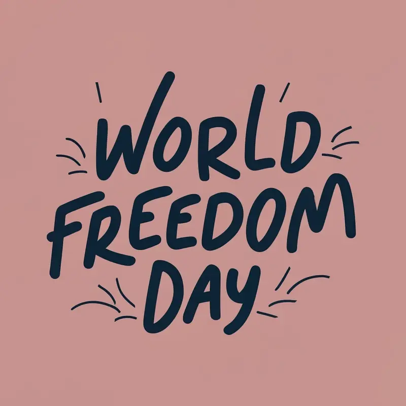 世界自由日-世界自由日自由日标志手写