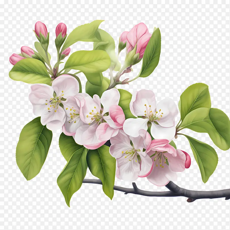 苹果花-苹果花开花果枝春天