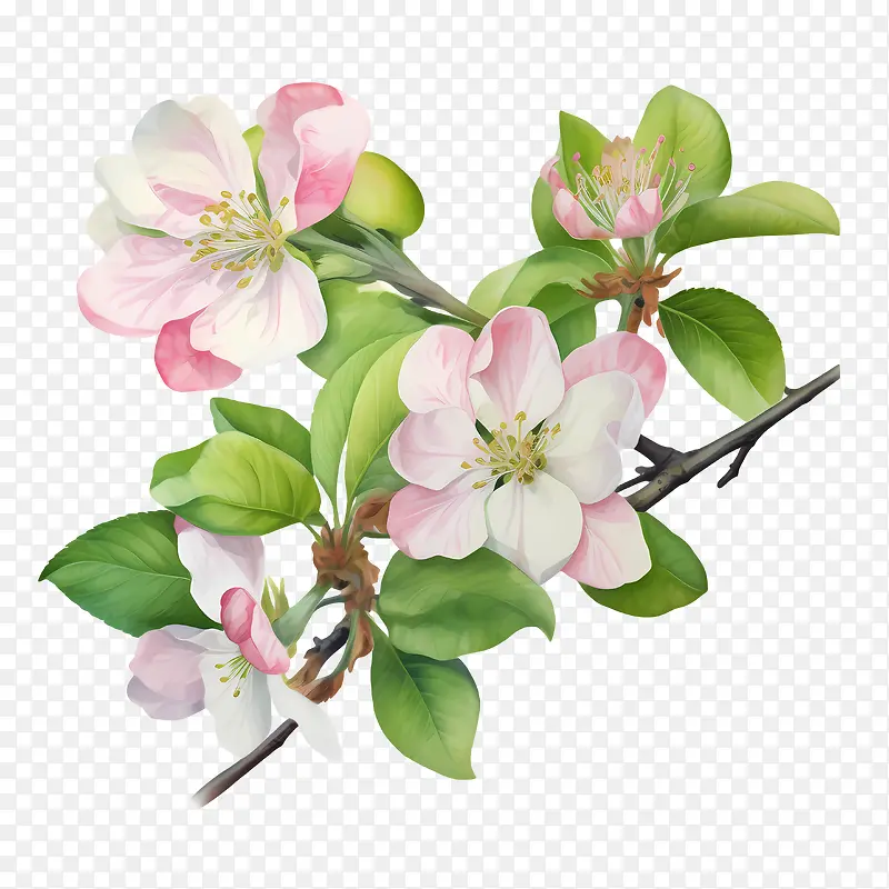 苹果花-粉红色的花