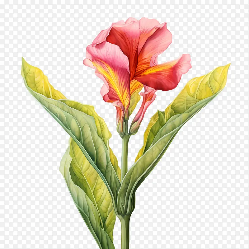 美人蕉-美人蕉花瓣花水彩雄蕊