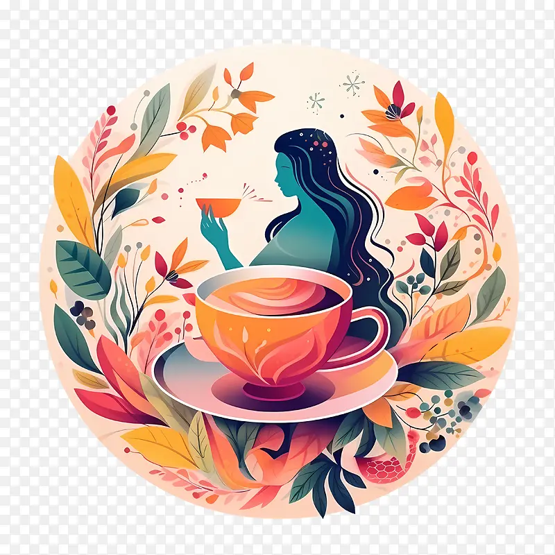 国际茶日-国际茶日女人茶叶花