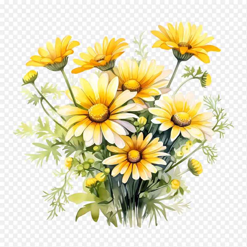 黄色的花朵-黄色的花朵花束鲜花雏菊黄色