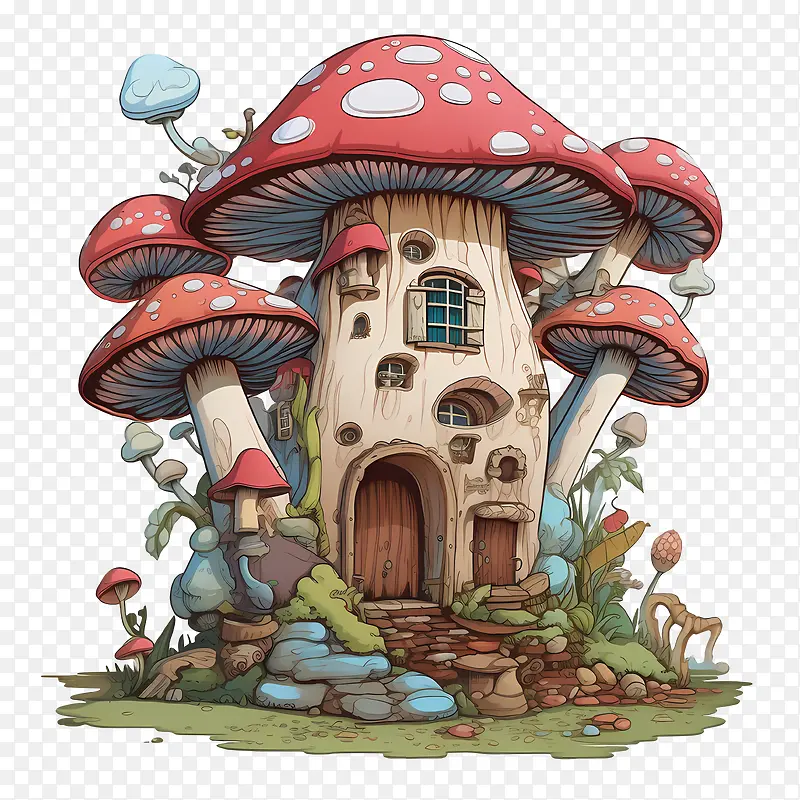 蘑菇屋-蘑菇屋卡通异想天开的蘑菇小屋