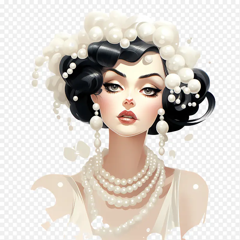 佩戴你的珍珠日-佩戴你的珍珠日艺术女性哥特式复古