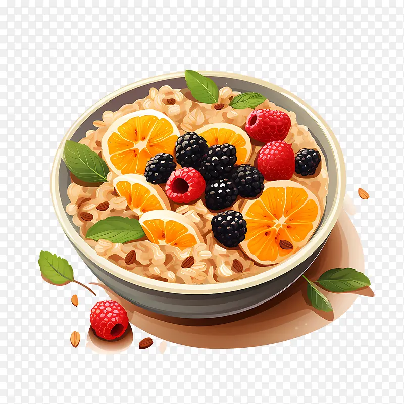 燕麦片日-燕麦片日麦片麦片浆果橙子
