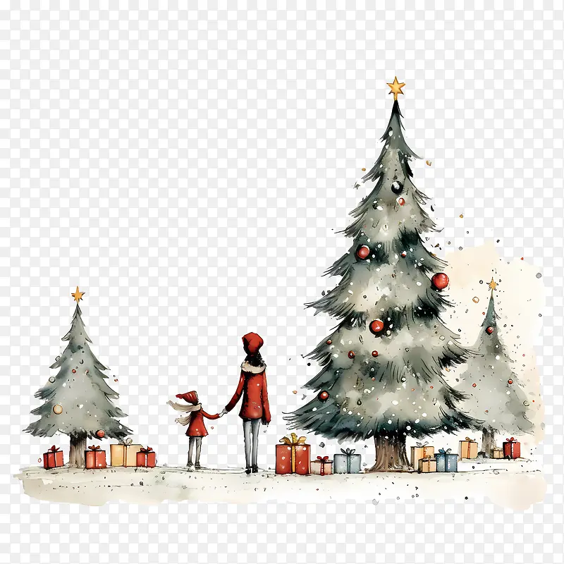 圣诞贺卡日-圣诞贺卡日圣诞节家庭儿童雪