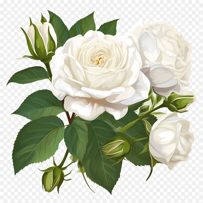 白玫瑰花-白玫瑰花玫瑰白色花瓣绿叶