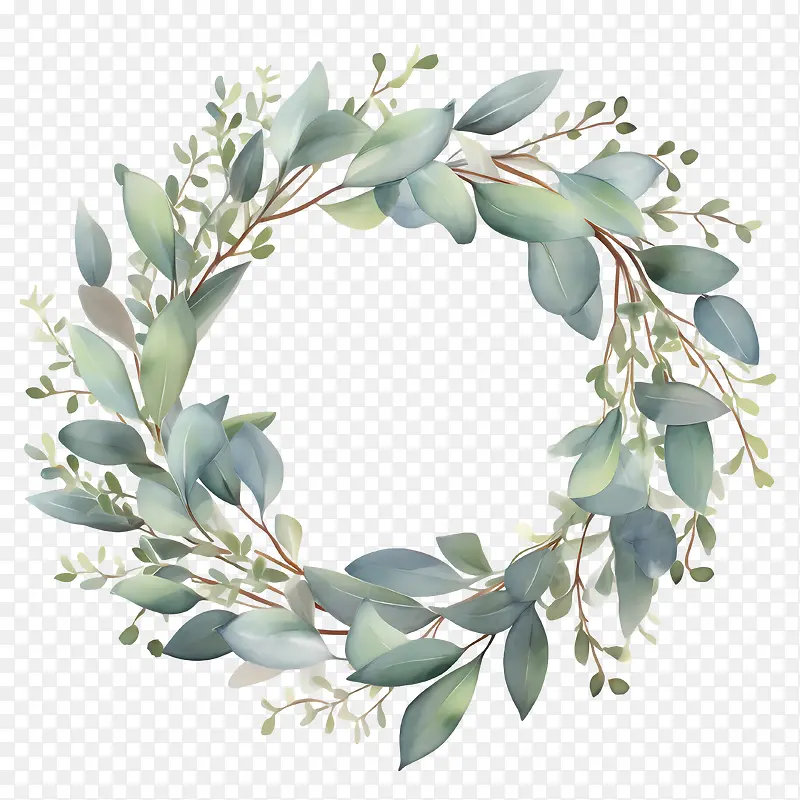 桉树花环-桉树花环花圈桉树叶绿枝