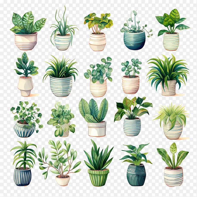 室内植物欣赏日-室内植物欣赏日水彩植物盆栽室内植物热带植物
