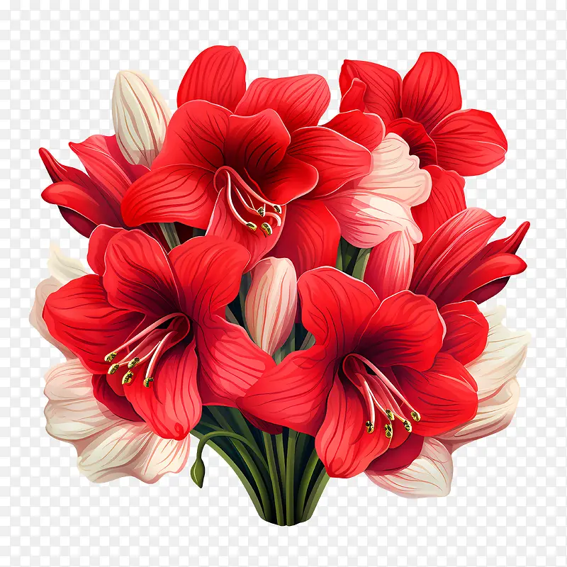 孤挺花-孤挺花花红色的花朵白色的花朵插花花束
