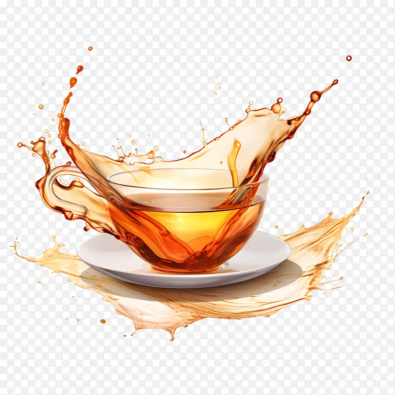 国际茶日-国际茶日茶杯飞溅液体